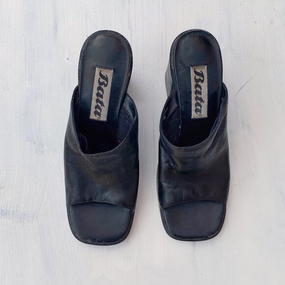 Black Platform Mules by Bata - Picture 2 of 10